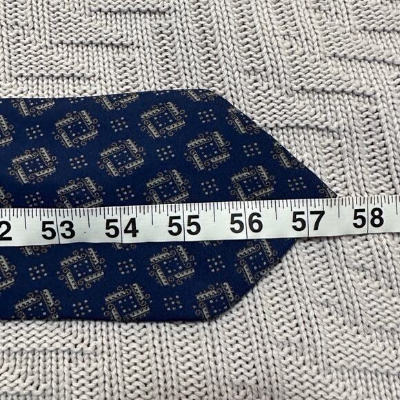 Vintage Giorgio Armani navy blue geometric silk tie - Picture 5 of 6